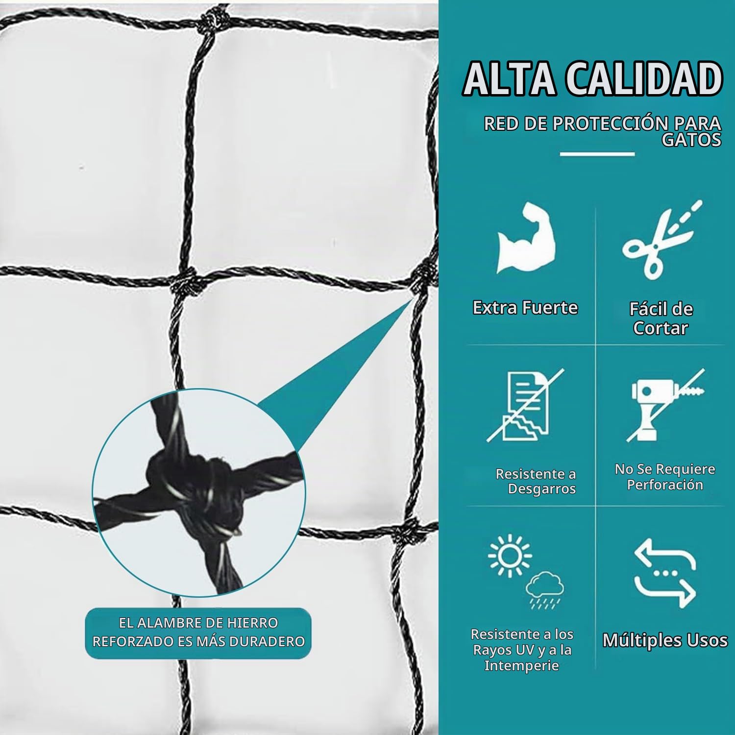 Red para Gatos para balcón, 8 x 3 m, Alambre Reforzado, con Cuerda de fijación de 25 m, Fuerte, Duradera, Resistente a los Rayos UV, Resistente a la Intemperie (Negro, 3 * 8M)