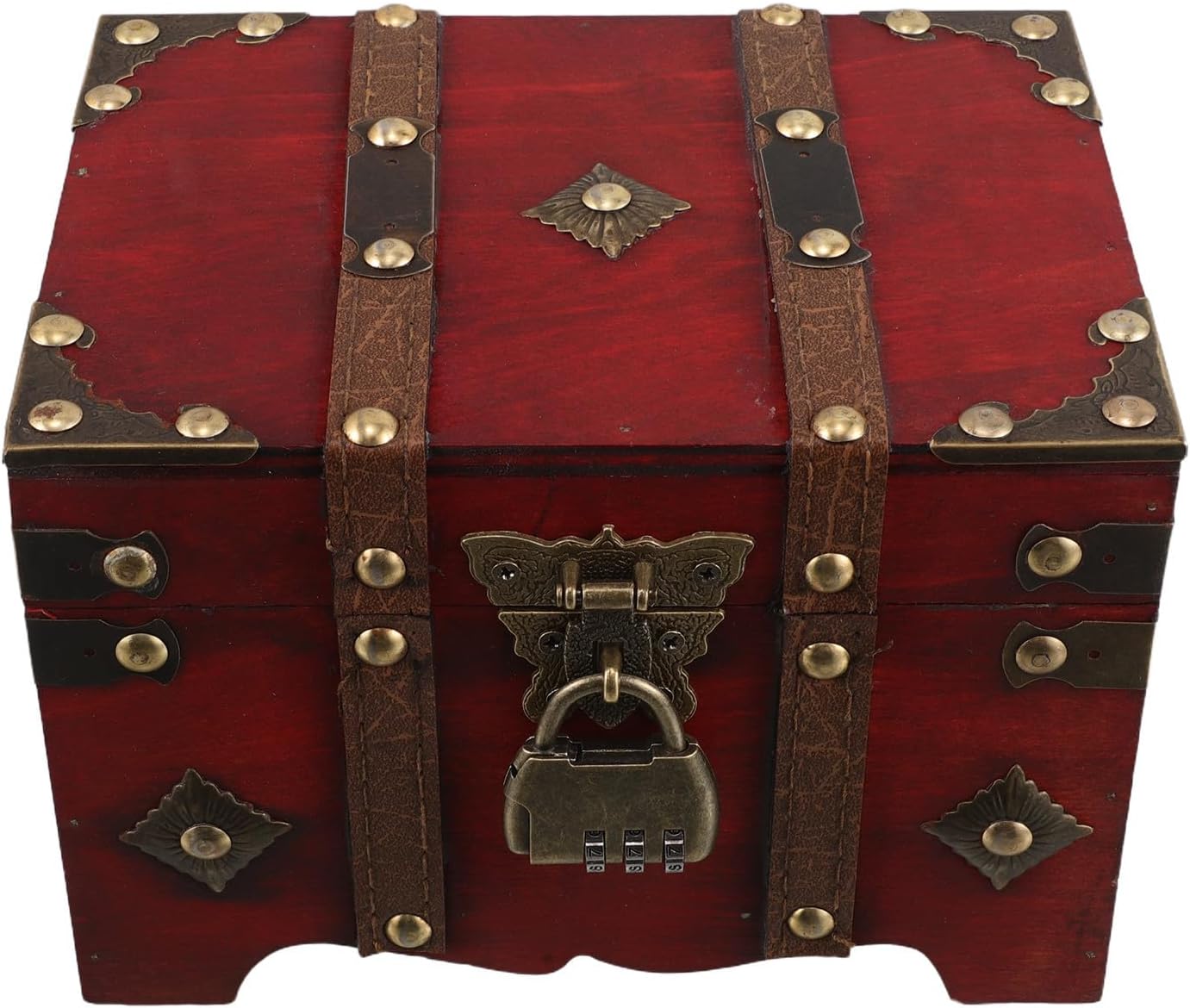 CHILDWEET Vintage Wooden Treasure Box with Combination Lock, Jewelry Chest