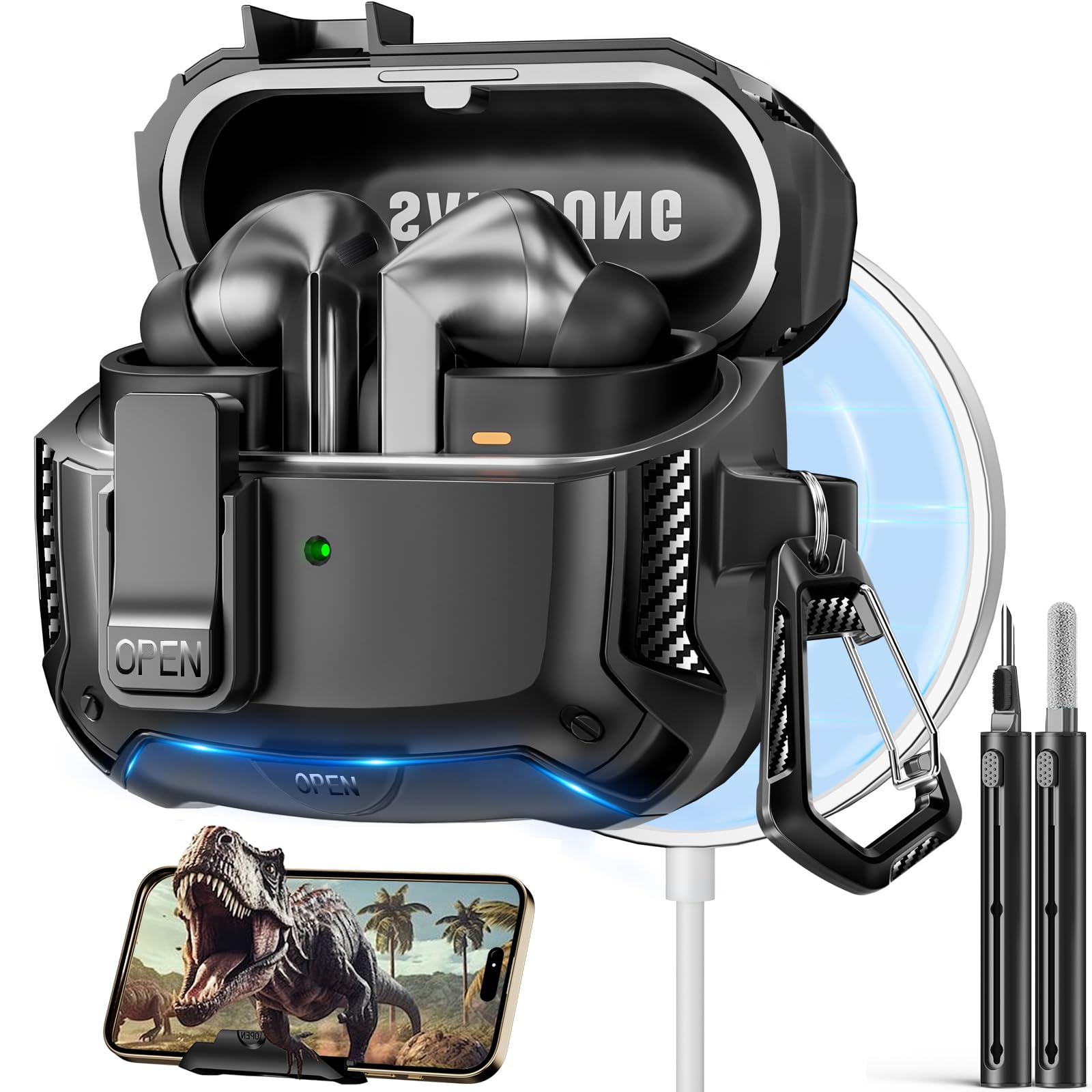 Safety Lock Case for Samsung Galaxy Buds3 FE/Pro/3 (Black)