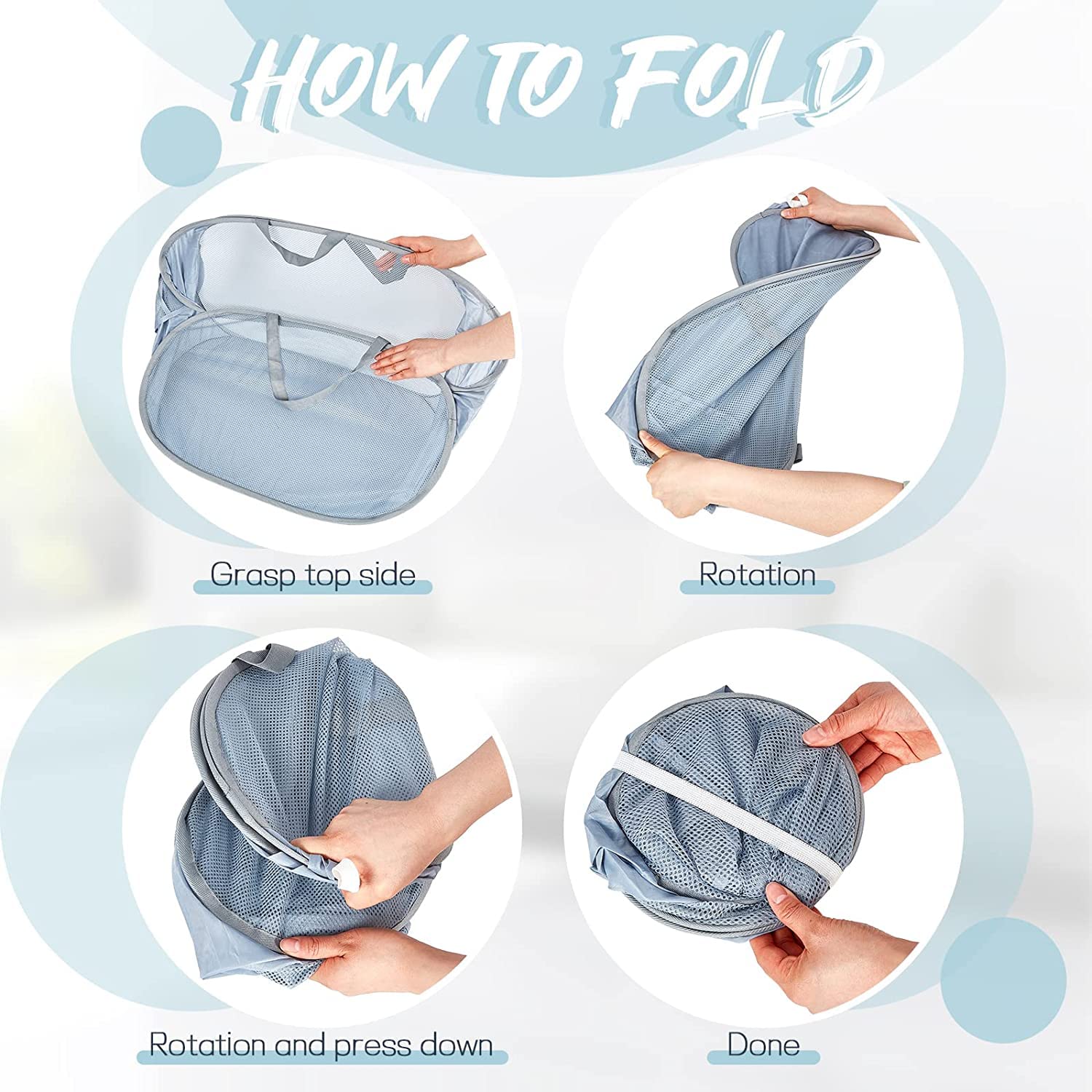 Organizzazione Bucato Cestino Per Bucato Pieghevole In Tessuto - Grigio, Risparmia Spazio, Lavabile E Pratico Balconiera Regolabile - Foto 12