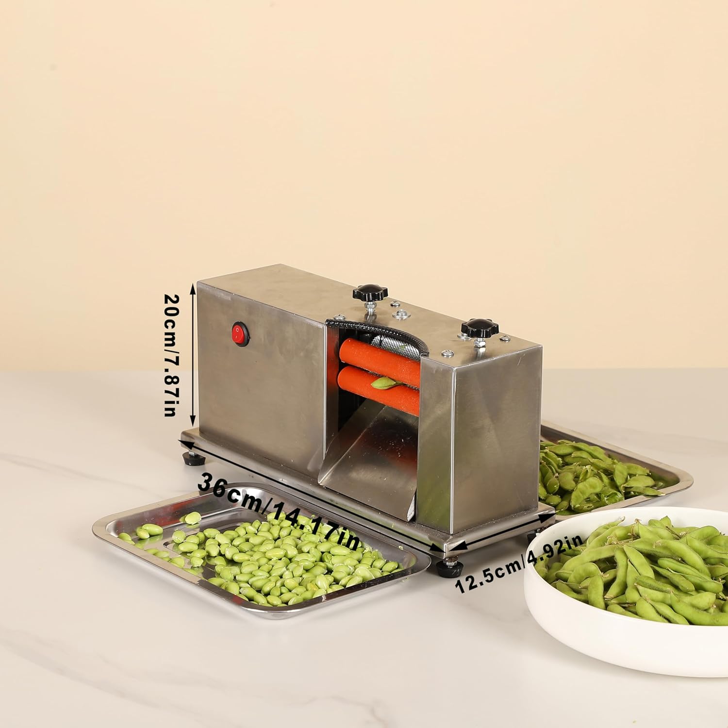 Adjustable Electric Pea Sheller Machine, Semi Automatic Bean Pea Sheller, Commercial Bean Pea Peeler, Stainless Steel Home Pea Peeling Machine for Restaurant Kitchen