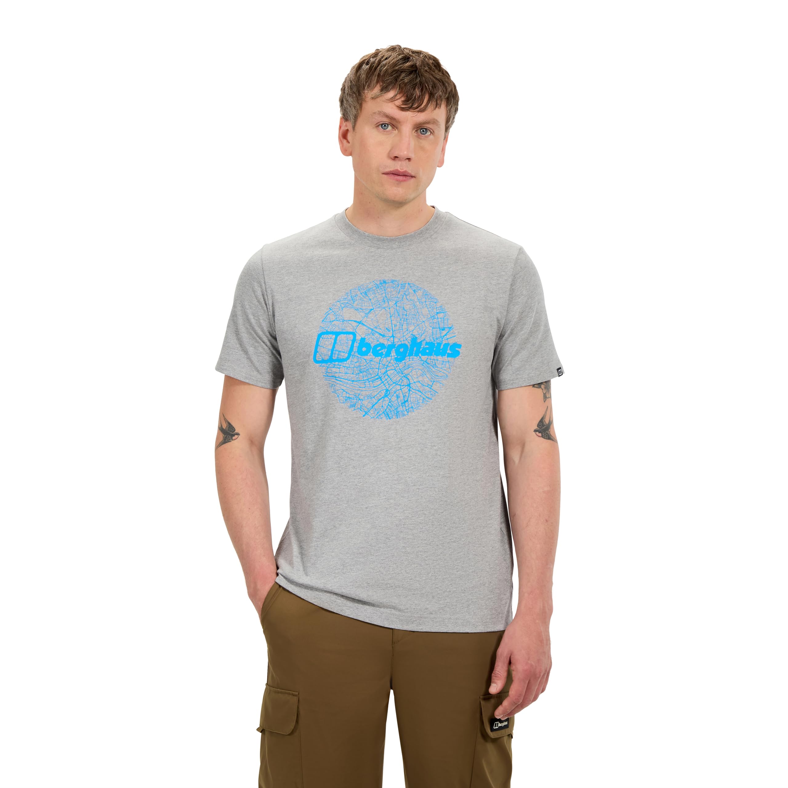 Berghaus Men's Map of The Toon Tee, Grey Marl BCI, M