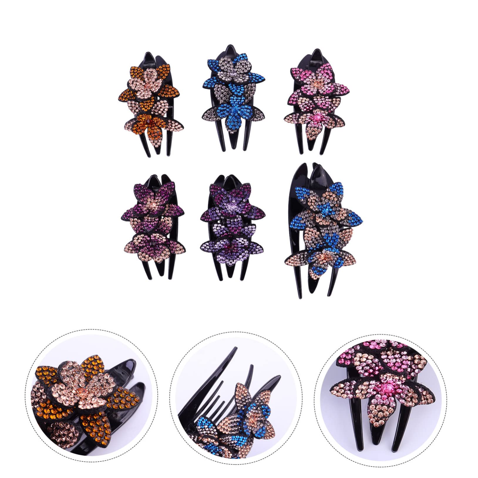 Healeved 6Pezzi Fermaglio Denti Becco Anatra con Clip Floreali Eleganti per Matrimonio e Feste Accessori per per Donne e Ragazze Design Raffinato e