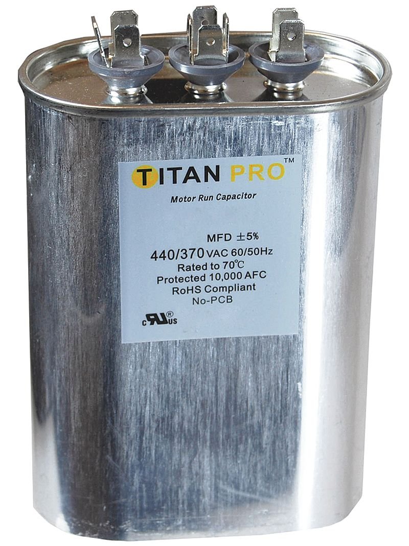 Motor Dual Run Cap, 60/5MFD, 370-440V, Oval