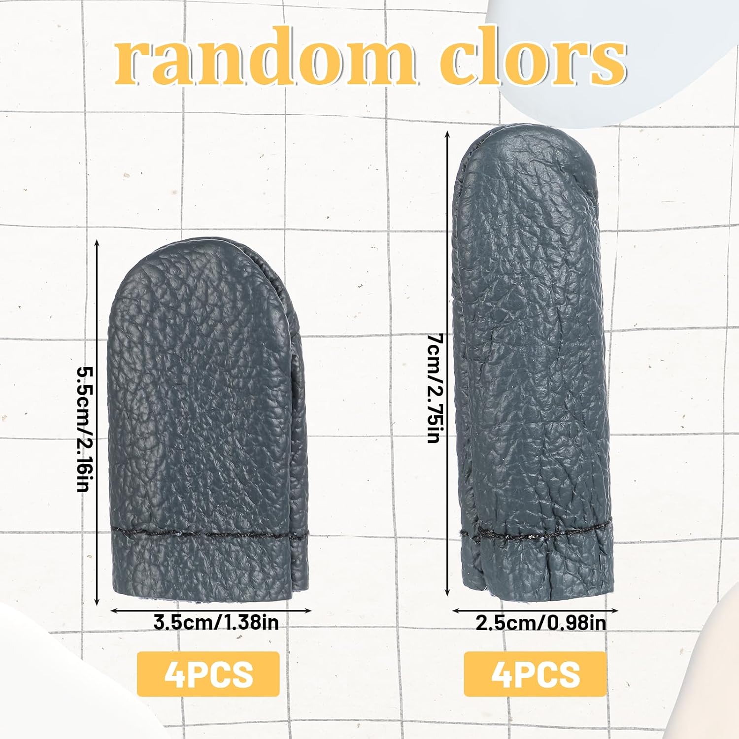 4 Pairs Crochet Finger Protectors, Leather Thimbles for Hand Sewing, Durable Needle Felting Knitting Thimble Guards Felting Tools Finger Protector for Hand Sewing, Embroidery Crafting​