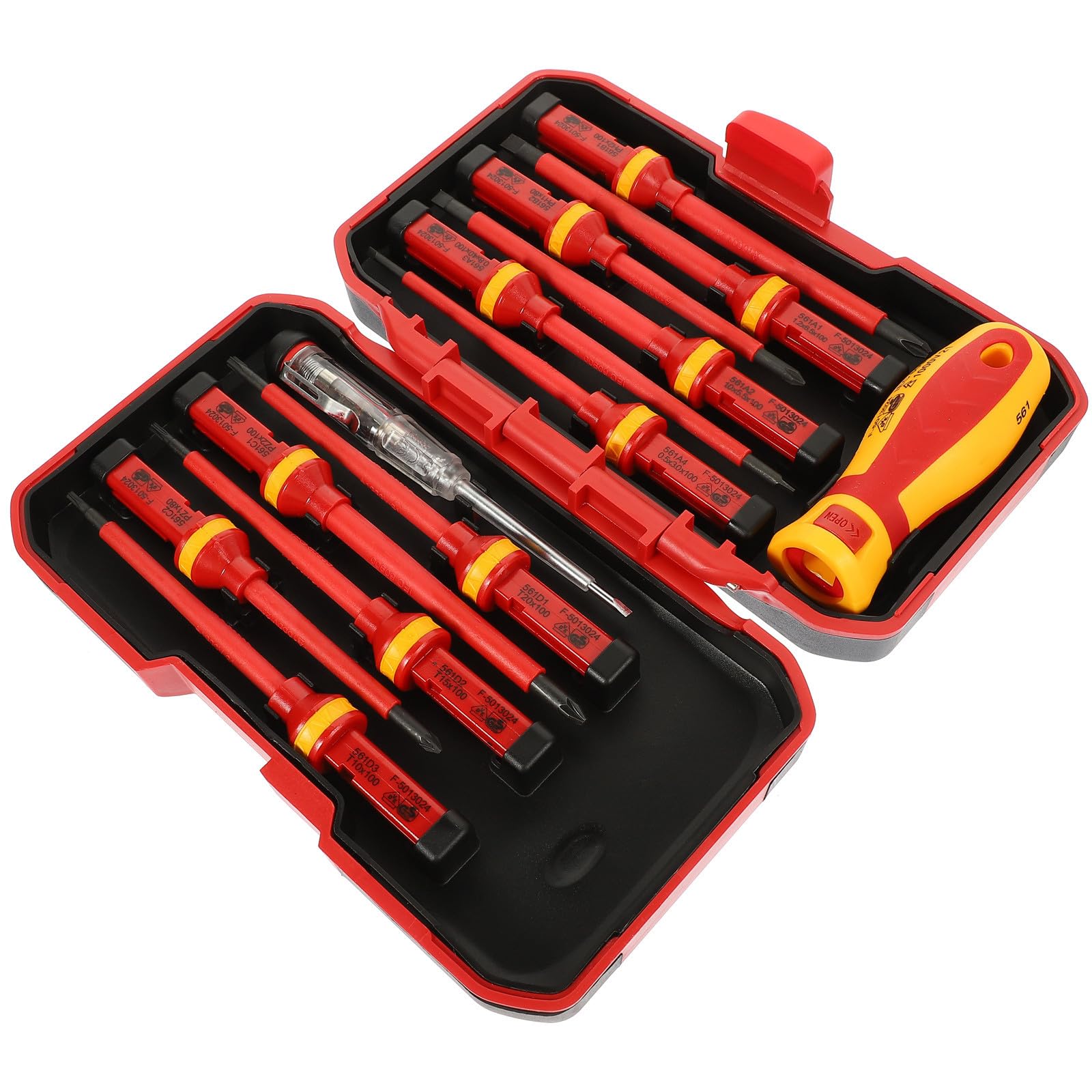 Destornilladores Aislados 13 Piezas Vde 1000 V Puntas, Pozidriv y Ranuradas Magnéticas, Acero al Vanadio Endurecido, Mango Ergonómico, Set para Electricistas y Bricolaje