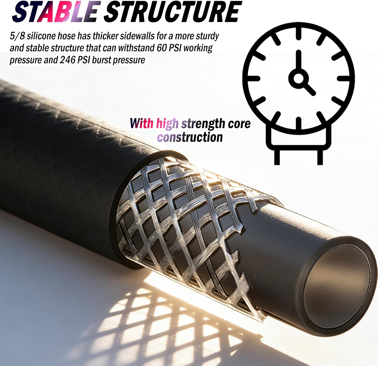 5Ft 5/8 Heater Hose Silicone,ID 16mm & OD 24mm 5/8 Coolant Hose for Transportation of Water/Coolant/Air,Universal Sealing Car Radiator Hoses with Burst Pressure 246PSI