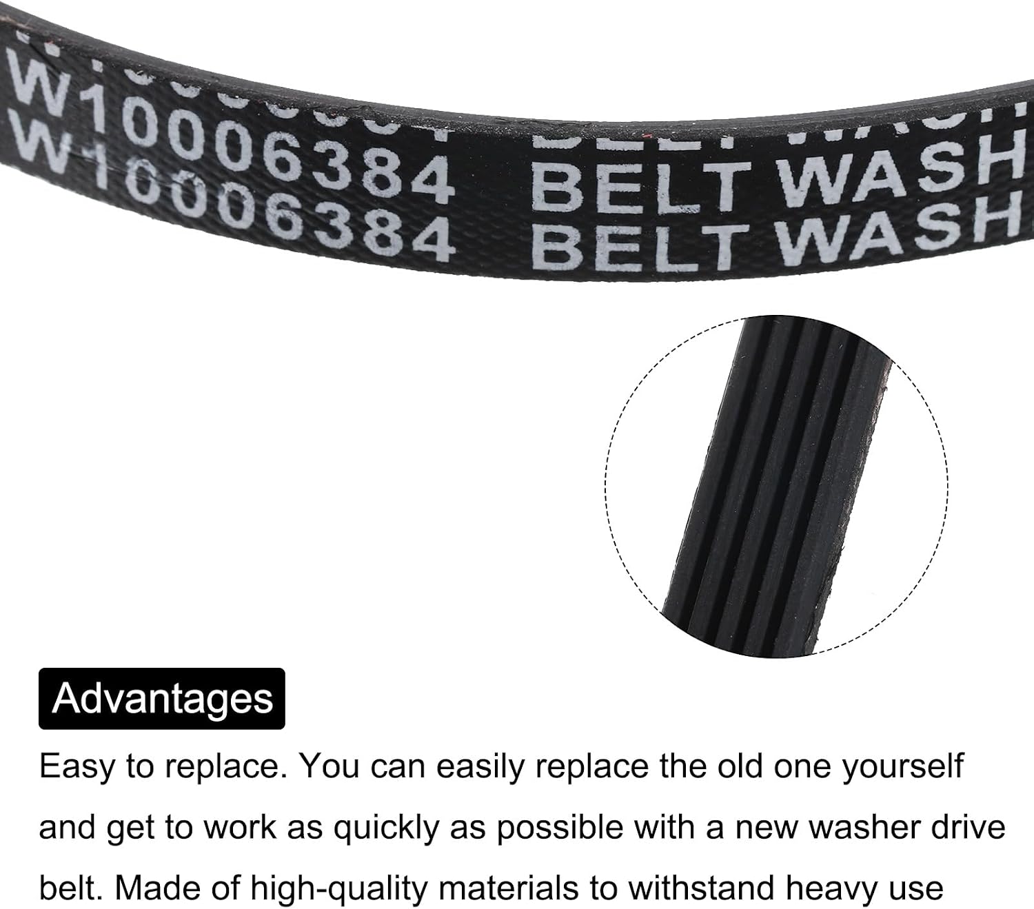MECCANIXITY 1Pcs Washer Drive Belt, W10006384 Washer Dryer Replacement Parts