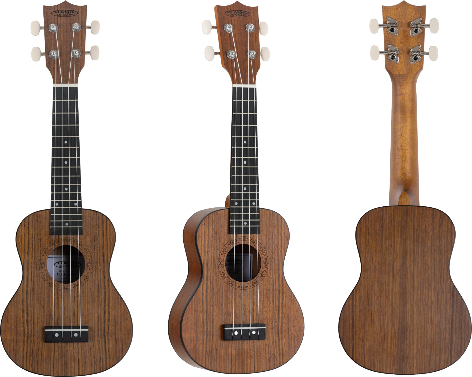 Classic Cantabile Sopran Ukulele Walnuss Set inkl. Lernheft und Tasche