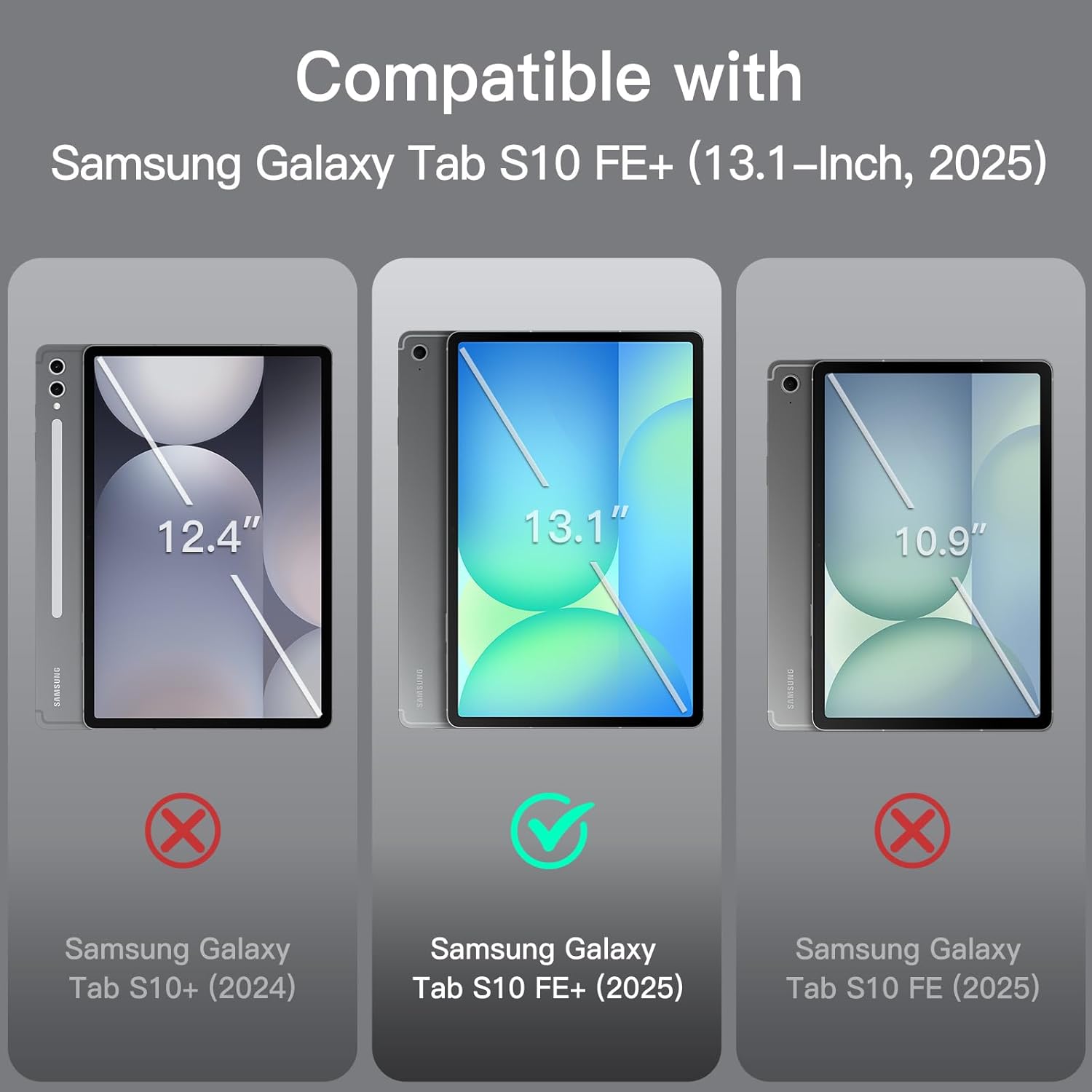 JETech Case for Samsung Galaxy Tab S10 FE Plus/S10 FE+ 13.1-Inch with S Pen Holder, Slim Folio Stand Protective Tablet Cover, Multi-Angle Viewing (Grey)