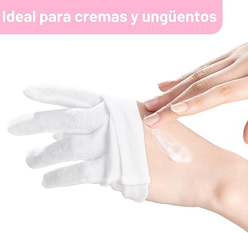 Miniatura 3 de COOLJOB Guantes 100% Algodón, 6 Pares de Guantes de Algodón Blanco para Manos Secas Hidratantes y Eccema, Loción Nocturna, Tratamiento de Sueño