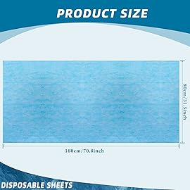 Tatuo 50 Pieces 31 x 70 Inches Plastic Bed Sheets Bed Cover Massage Table Sheet Waterproof Non-woven Fabric for Spa, Lash, Tattoo, Beauty Salon, Waxing, Hotels(Blue)