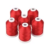 Simthread 6 Spools Red Machine Embroidery Thread 1000M(1100Yards) for Brother, Babylock, Janome, Pfaff, Singer, Bernina and Other Home Machines (Red)