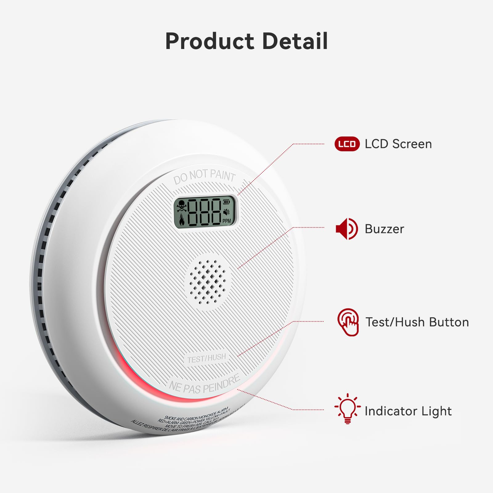 Siterlink 2.4G Smart Smoke Detector Carbon Monoxide Detector Combo with Digital Display, 2 in 1 WiFi Fire and CO Alarm Detector, Replaceable Battery, Real-Time Notification, UL217 UL2034, 5 Pack