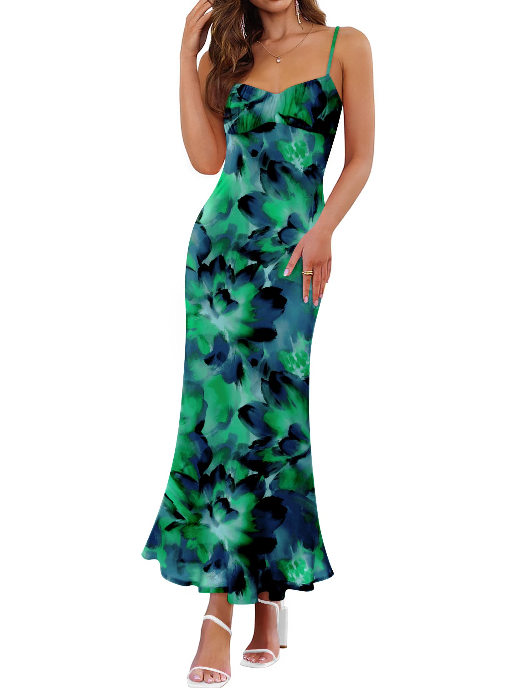 Women's Summer Floral Sleeveless Bodycon Maxi Dress