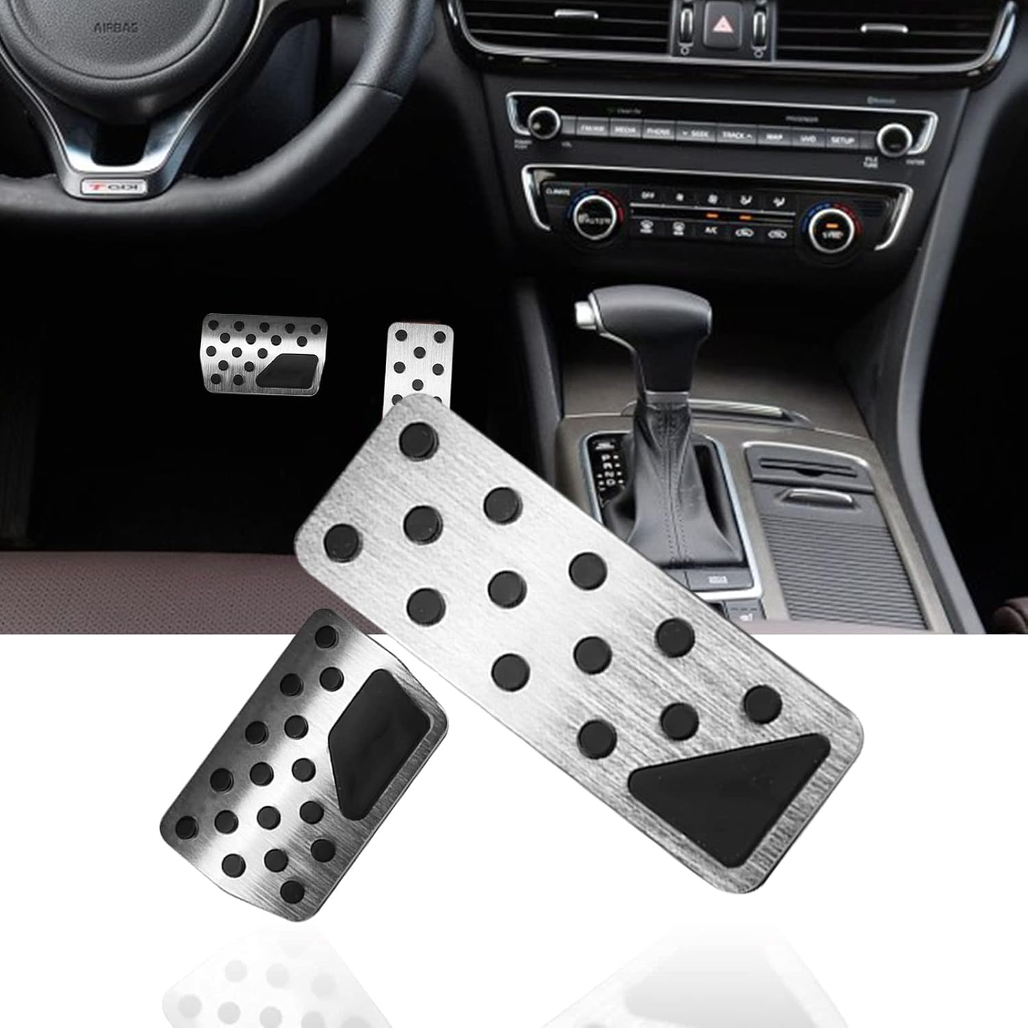 Horry Aluminum Alloy No Drilling Non Slip Gas Pedal Brake Pedal Cover Interior Accessories Kit 2 Pieces for 2011-2021 Jeep Grand Cherokee & Dodge Durango (RED)