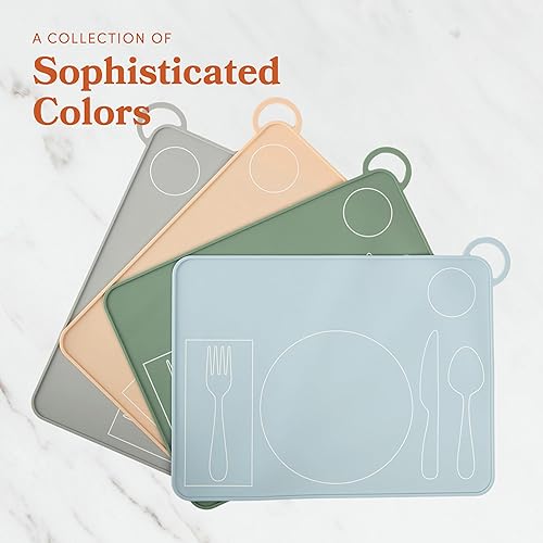 Miniatura 9 de Mantel individual Montessori de silicona para niños pequeños  Tapete de placa para niños para mesa de comedor  por Fire Rooster Kids (gris, 2)