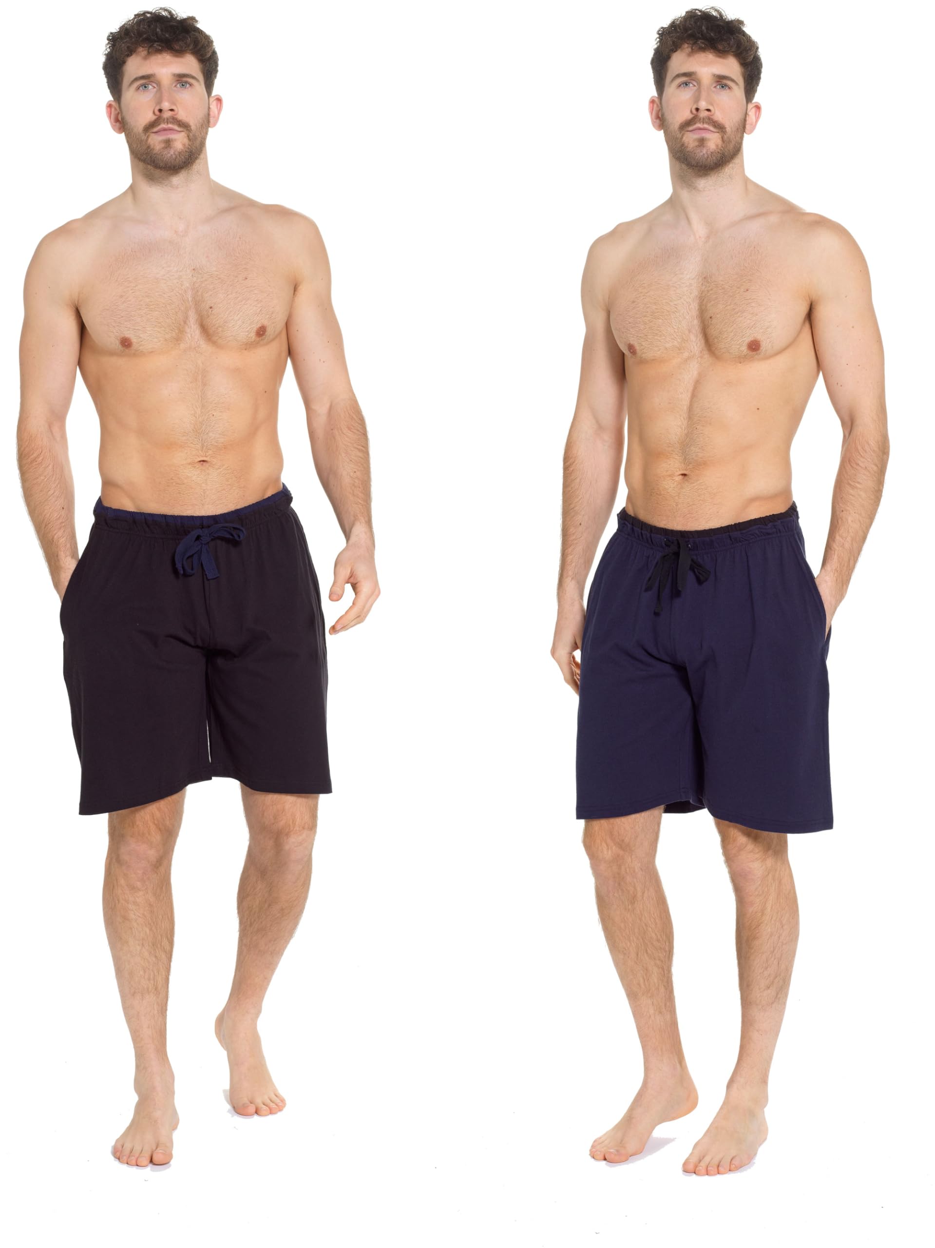 Insignia Men's Navy-Black Twin Pack Pyjamas Cotton Lounge Shorts Bottoms (Uk, Alpha, Xxl, Regular, Regular, )