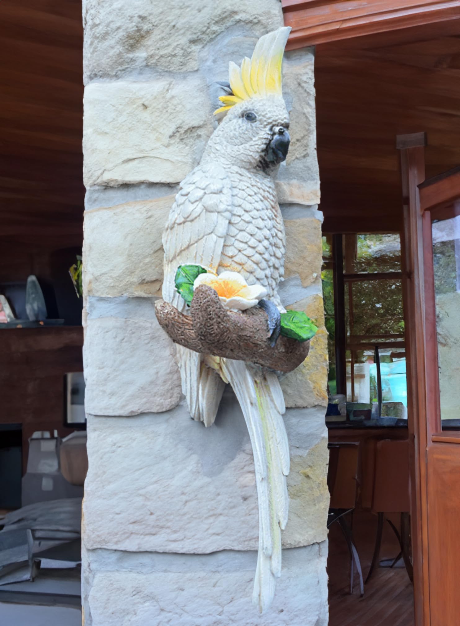 coolboy Outdoor Bird Statue Garden Decoration,Real Parrot Figurine,Ropical Macaws Wall Sculpture,Decorative Parrot Garden Statues and Figurines,Garden Bird Figurine