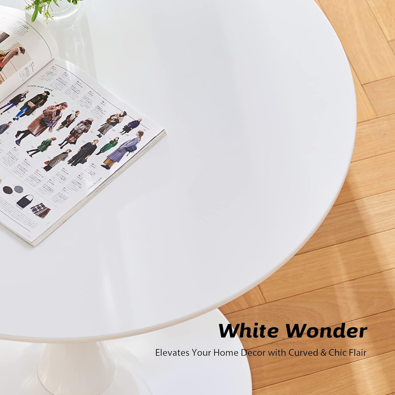 VONLUCE White Round Dining Table,36" Tulip Table,Kitchen Table for 4 to 6 Person,Modern Furniture with MDF Top & Pedestal Base for Dining Room, Living Room White