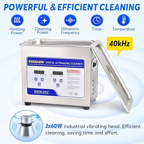 Miniatura 3 de Limpiador ultrasónico profesional 3.2L Lab Sonic Cleaner Limpiador ultrasónico de piezas con temporizador digital y calentador para anillos de
