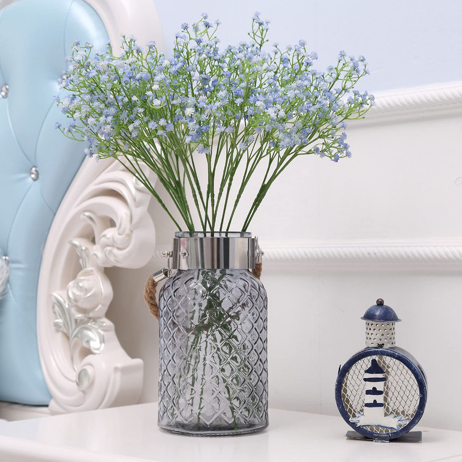 LGEGE Artificial Baby's Breath Flowers Bouquets, 6 Pcs Light Blue Babies Breath Gypsophila Flower Bulk - Image 2