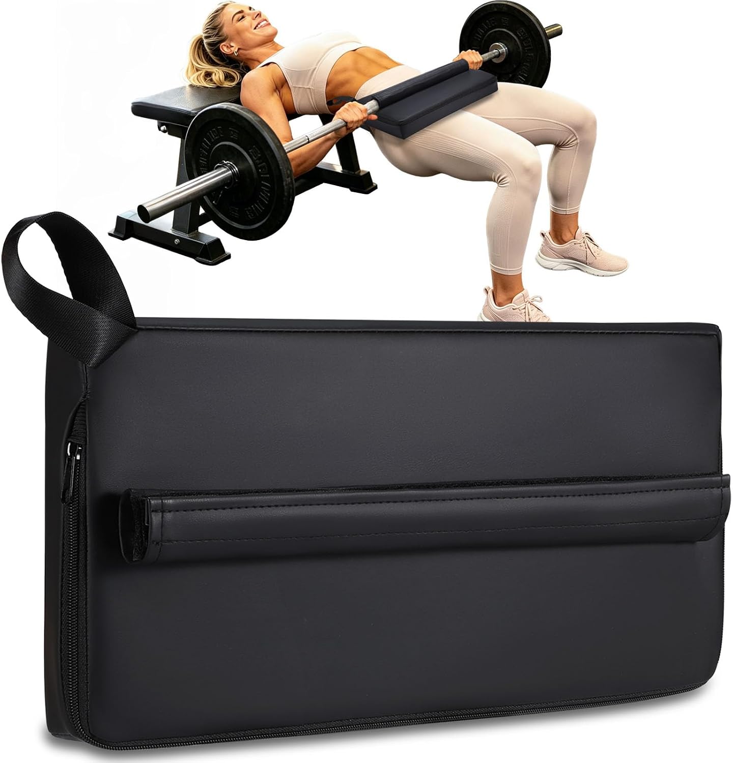 Hip Thrust Pad for Smith Machine Squat Rack, Shoulder Back Support | Non-Slip Hook & Loop Straps, Extra Thick Foam, Protective Cushion for Hip Thrust, Glute Bridge & Home Gym Strength Training