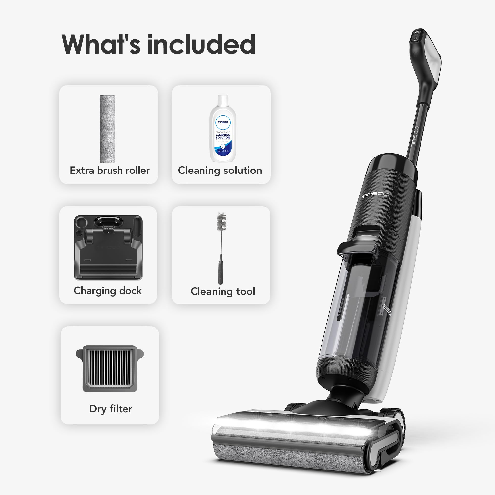 Tineco Floor One S7 Pro Nettoyeur Sec/Humide Intelligent sans Fil Aspirateur Balai sans Fil sans Sac Puissant avec l'Ecran LED Auto Nettoyage