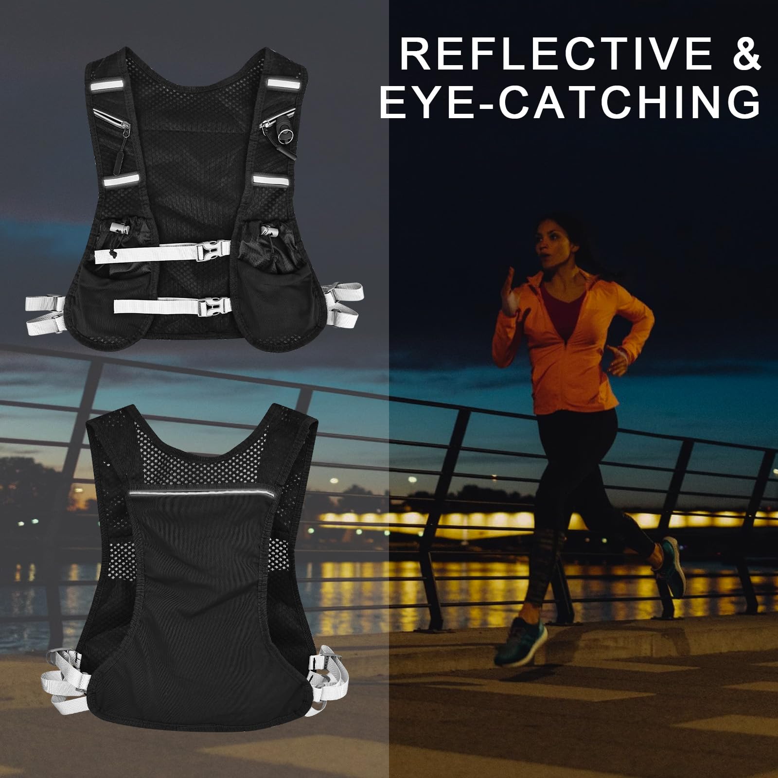 Gilet De Running Avec Poche Téléphone - Réfléchissant, Réglable, Respirant - Homme/Femme - Pour Course, Randonnée