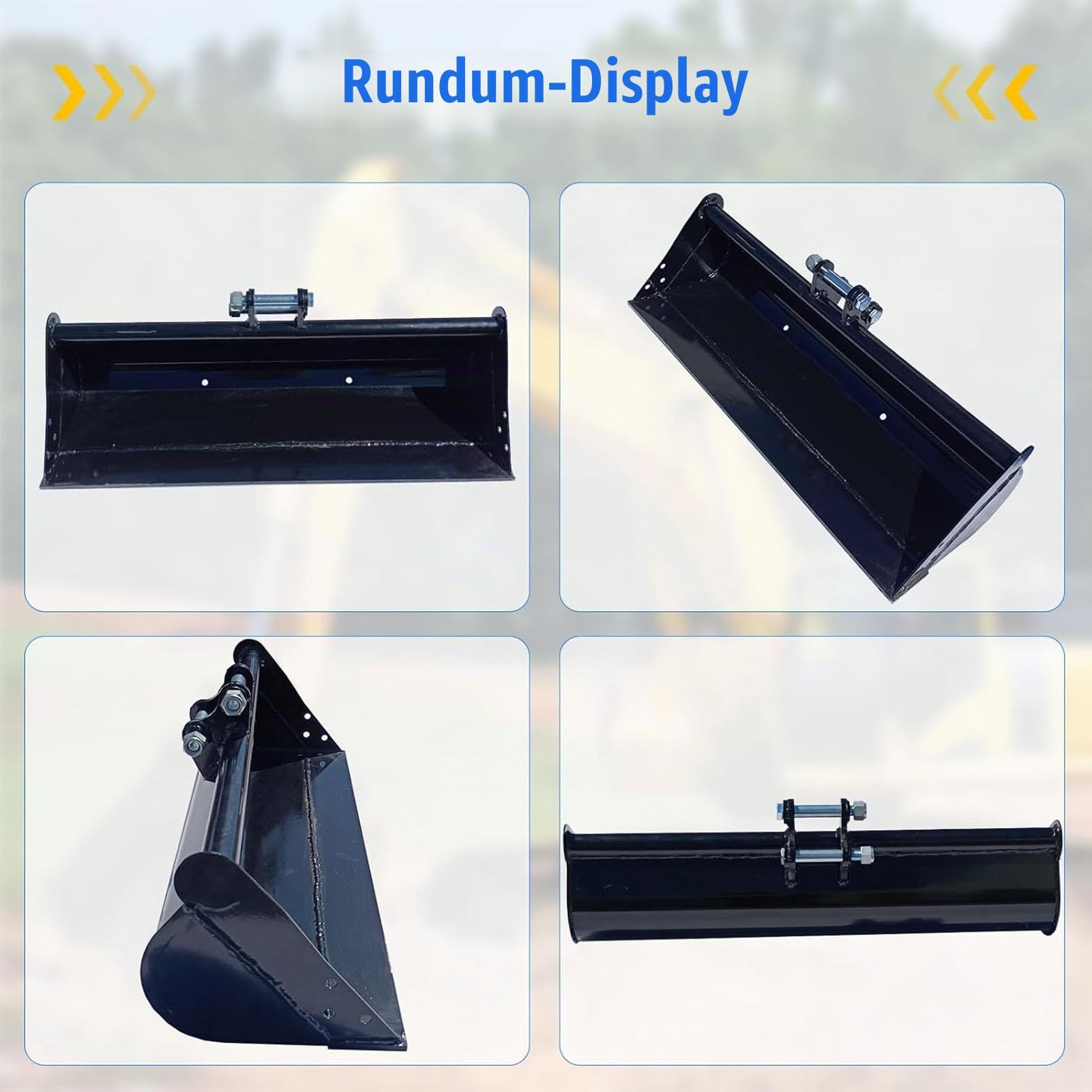 Grabenräumlöffel 80 cm für Minibagger 0,8–1,8 t, zahnlos | Bolzenlänge 120 mm, Lochabstand 90 mm, Aufnahmebreite 90 mm, Bohrung Ø25 mm, Manganstahl, Versand aus DE-Lager