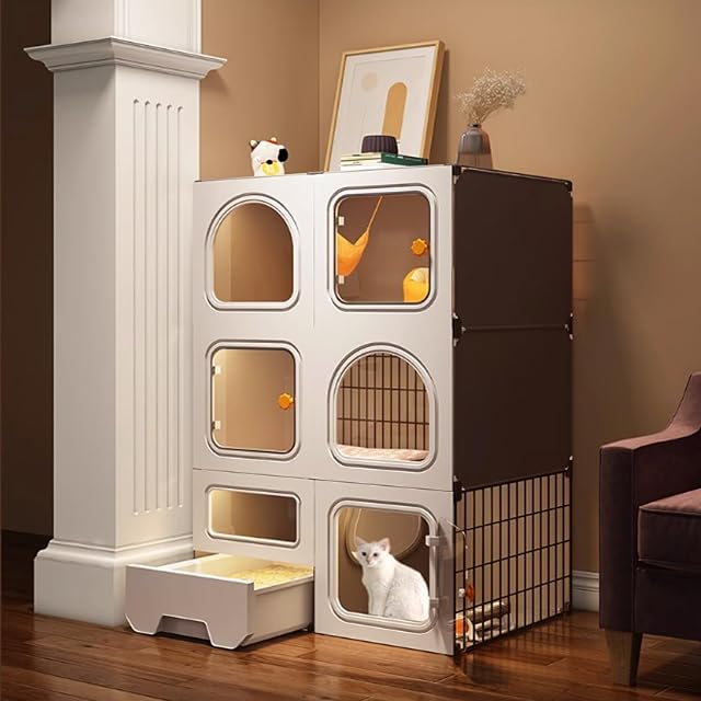 Jaula Grande DIY Para Gatos de Interior, Casa y Habitación Con Cerradura de Puerta ( Color : A