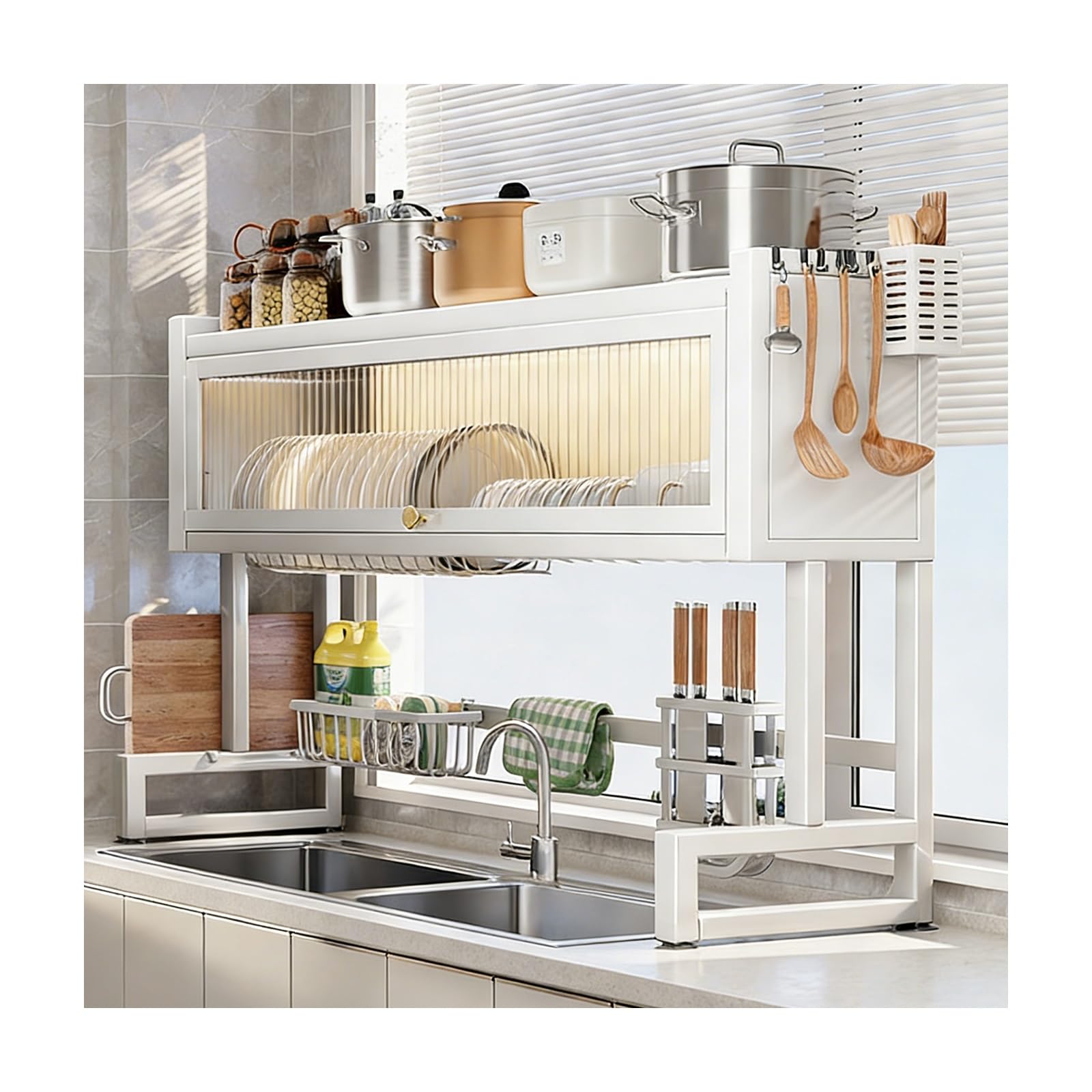 Kitchen Sink Caddy Dish Drying Racks for Kitchen Counter Space-Saving Design with Suction Cups Suitable for Small Kitchens