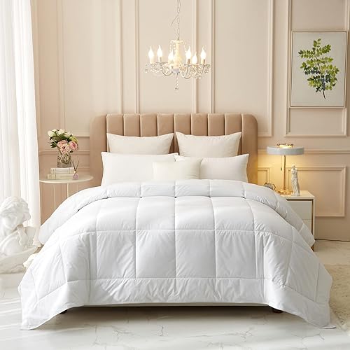 ORIENT Edredón para cama tamaño individual de 13.51 ozm, edredón acolchado, relleno de edredón, edredón alternativo al plumón con pestañas en las