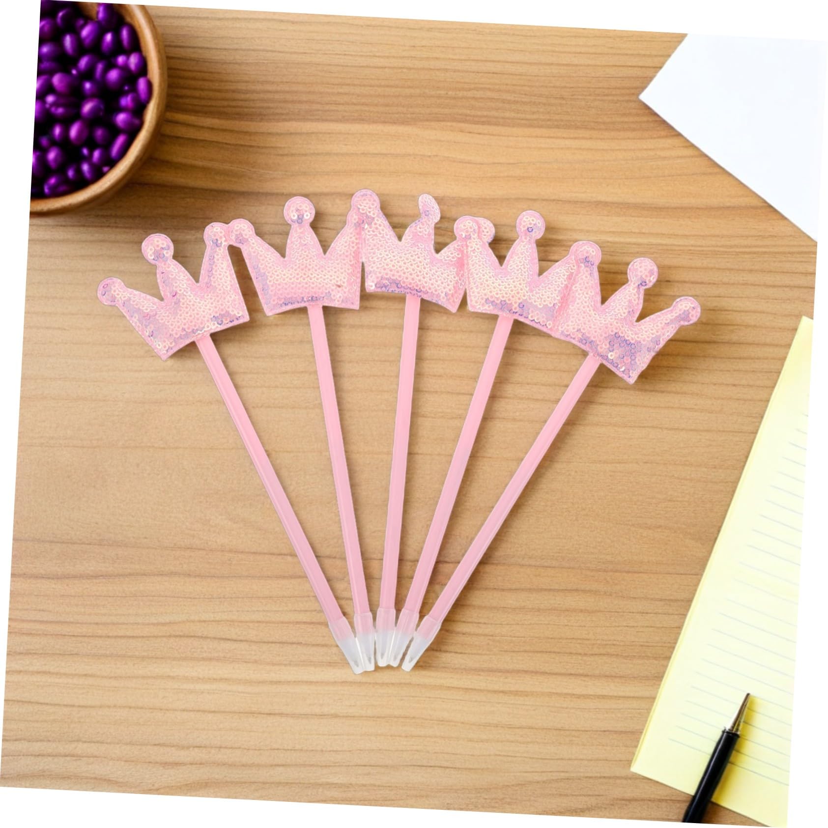 Lot De 5 Stylos À Paillettes Pour Femmes Jolis Stylos À Encre Gel Fantaisie À Paillettes Pour Invités Pour Étudiants À Motifs De Kawaii Jolis