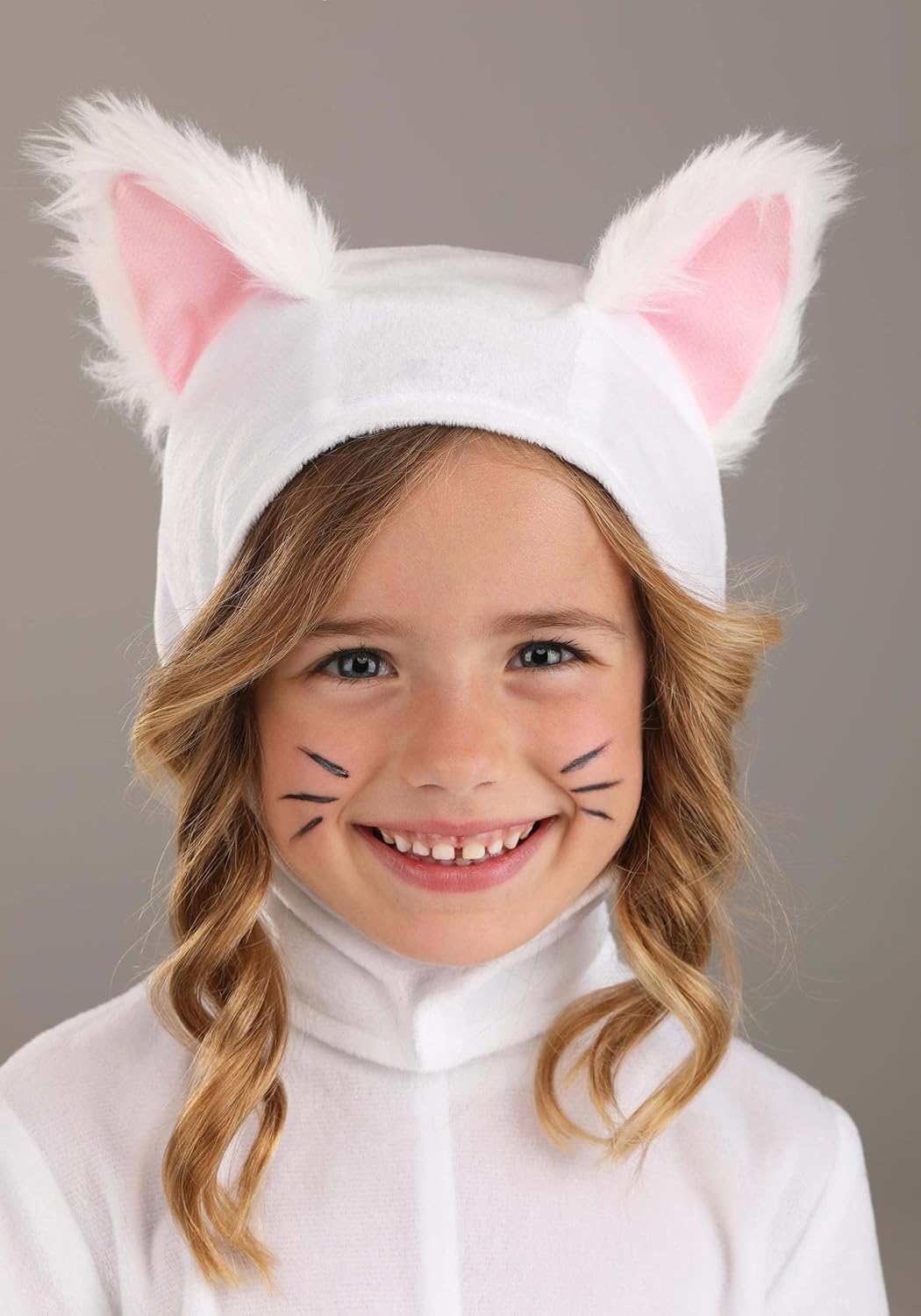 White Cat Costume for Toddlers with Jumpsuit, Headpiece, and Mitts - Image 4