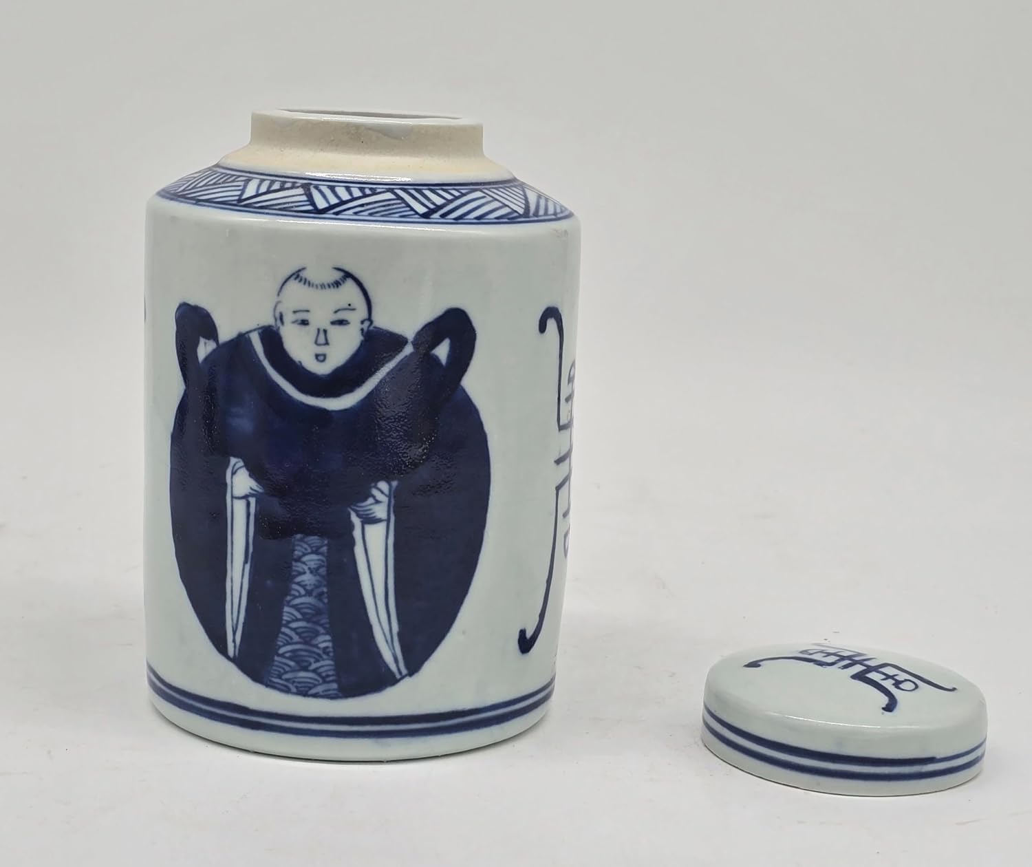 Retro Antique Like Style Blue and White Porcelain Good Luck Ceramic Covered Jar Vase, China Ming Style, Jingdezhen (LJ3)