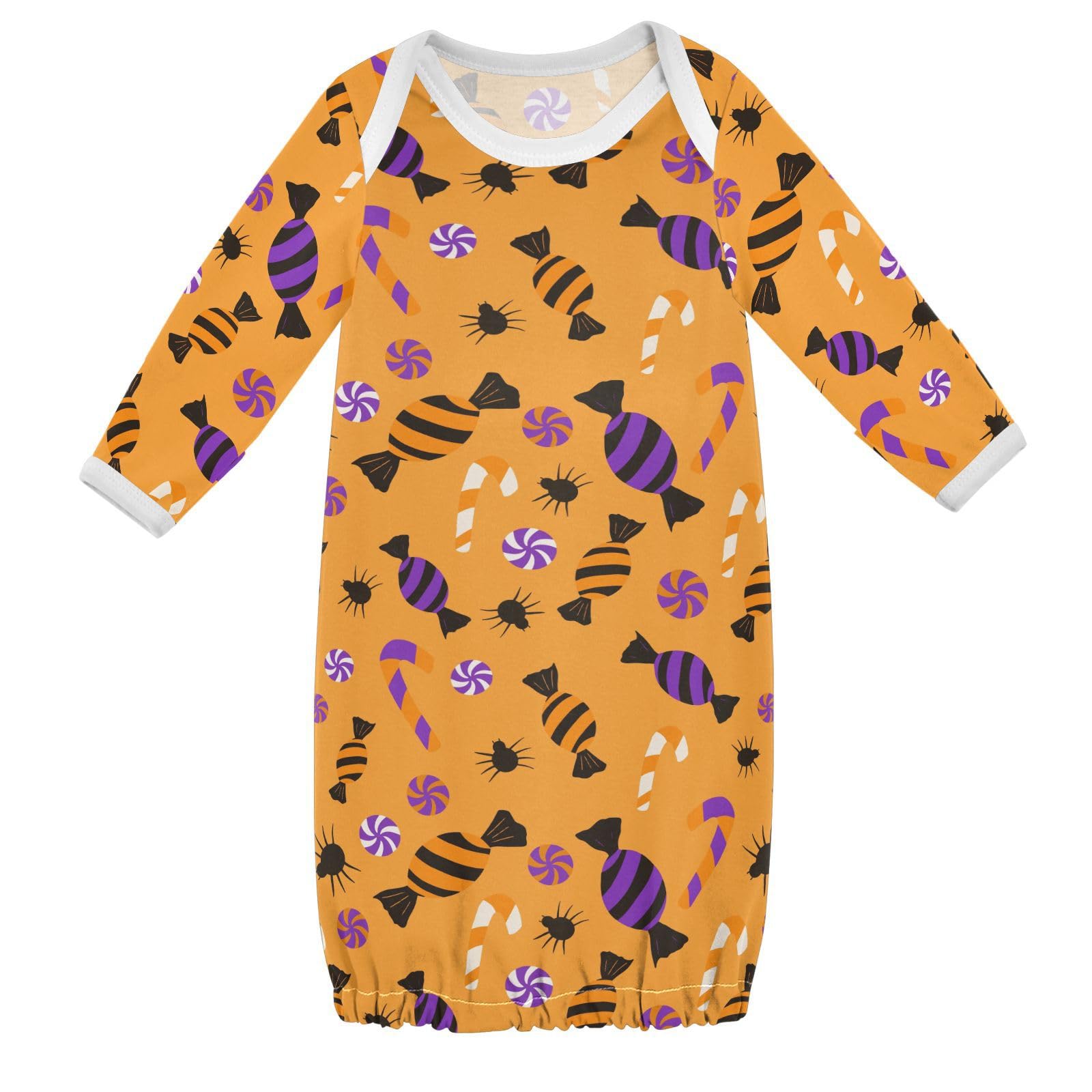 WIFIU Halloween Candies Spiders Baby Girls Boys Sleeper Gown Cotton Nightgown Long Sleeve, Baby Nightdress Sleeping Clothes for Newborn 3-6 Months Multicolor