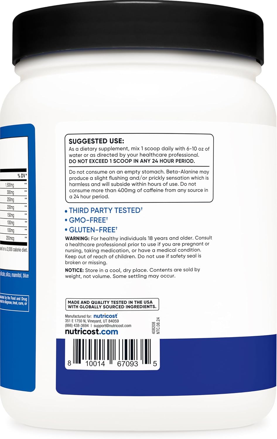 Nutricost Pre-X Xtreme Pre-Workout Complex Powder, Blue Raspberry, 60 Servings, Vegetarian, Non-GMO and Gluten Free - Image 4