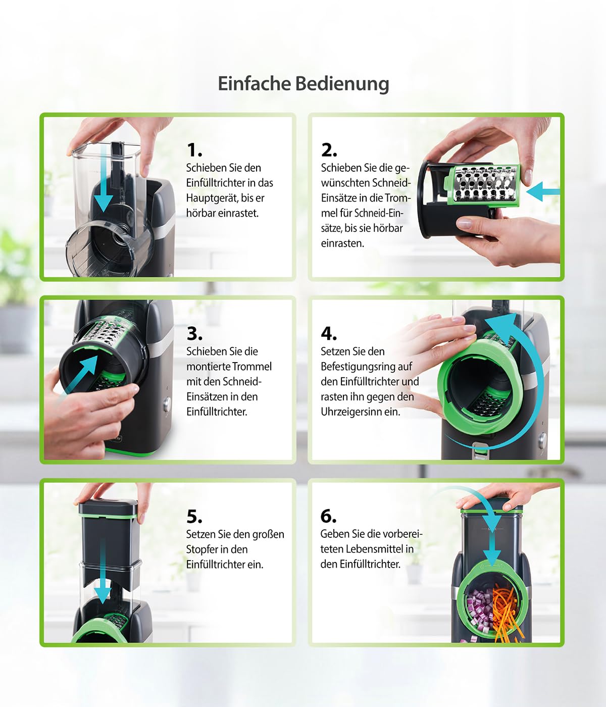 Genius Nicer Dicer Electro + Kontaktgrill Set 38-tlg. Elektrischer Gemüseschneider für Obst, Gemüse & Nüsse inkl. Elektrogrill mit abnehmbaren Antihaft-Grillplatten für Sandwiches & Steak