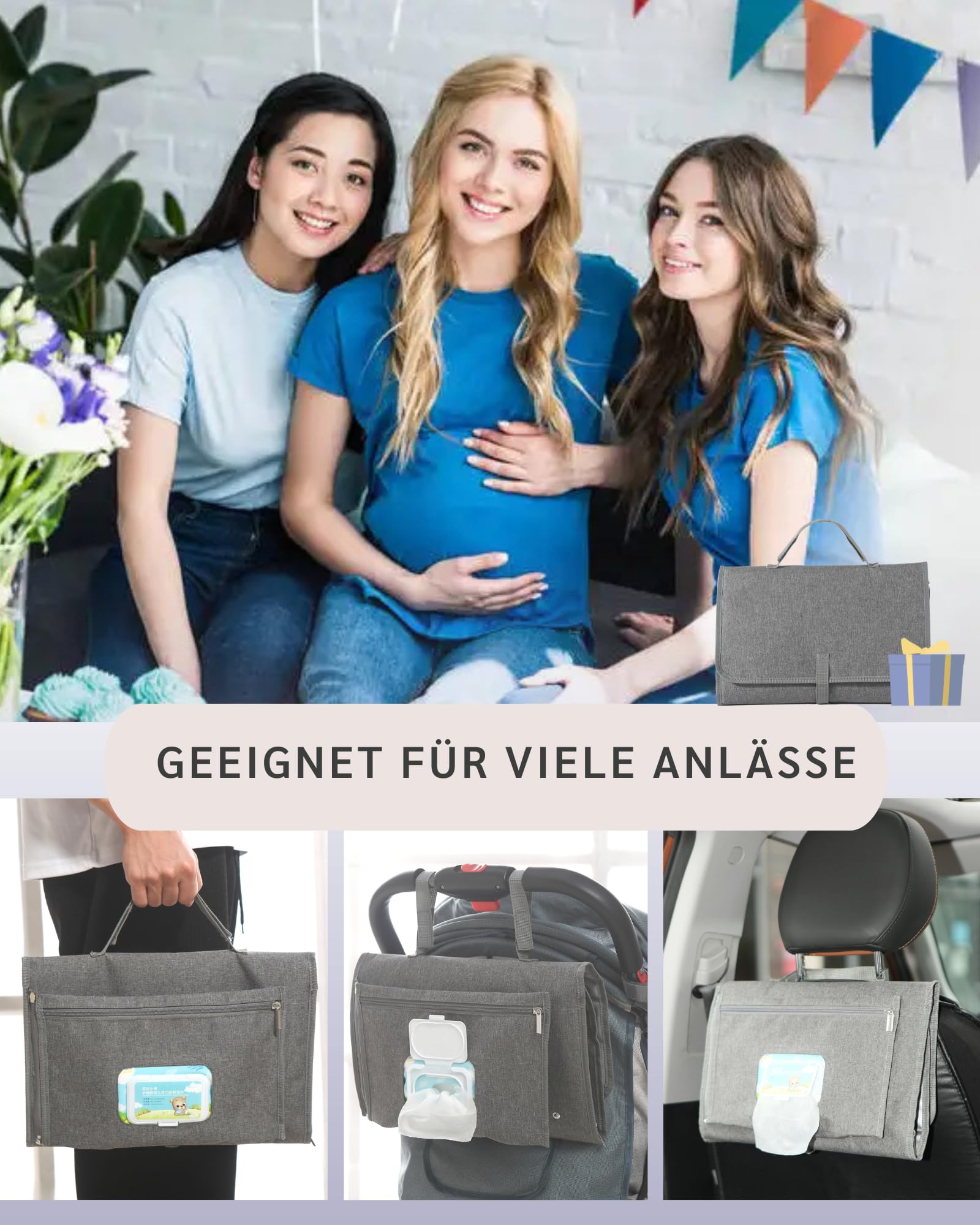 2-in-1 luiertas & aankleedkussen voor onderweg - waterdichte