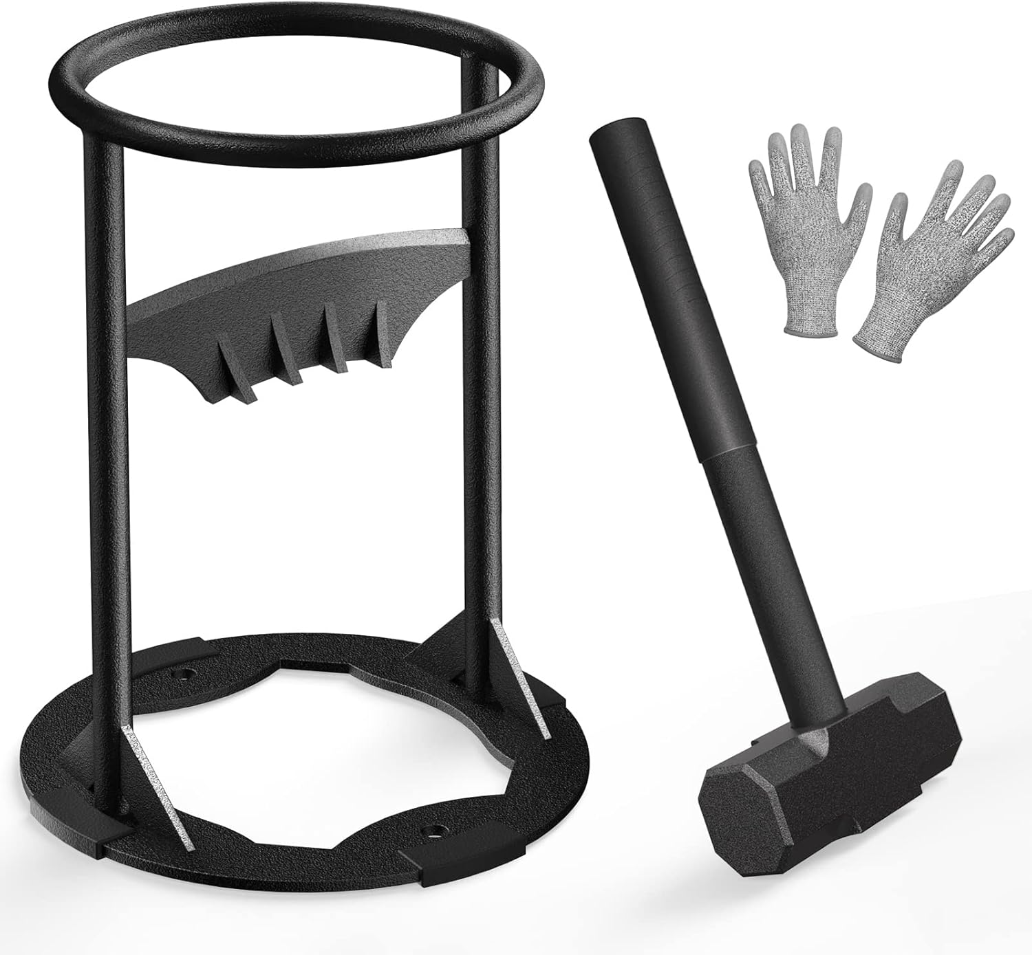 Kindling Log Splitter - Heavy Duty Firewood Splitter - Kindling Splitter Cracker - Manual Wood Splitter Wedge with 1 Sledge Hammer and Gloves