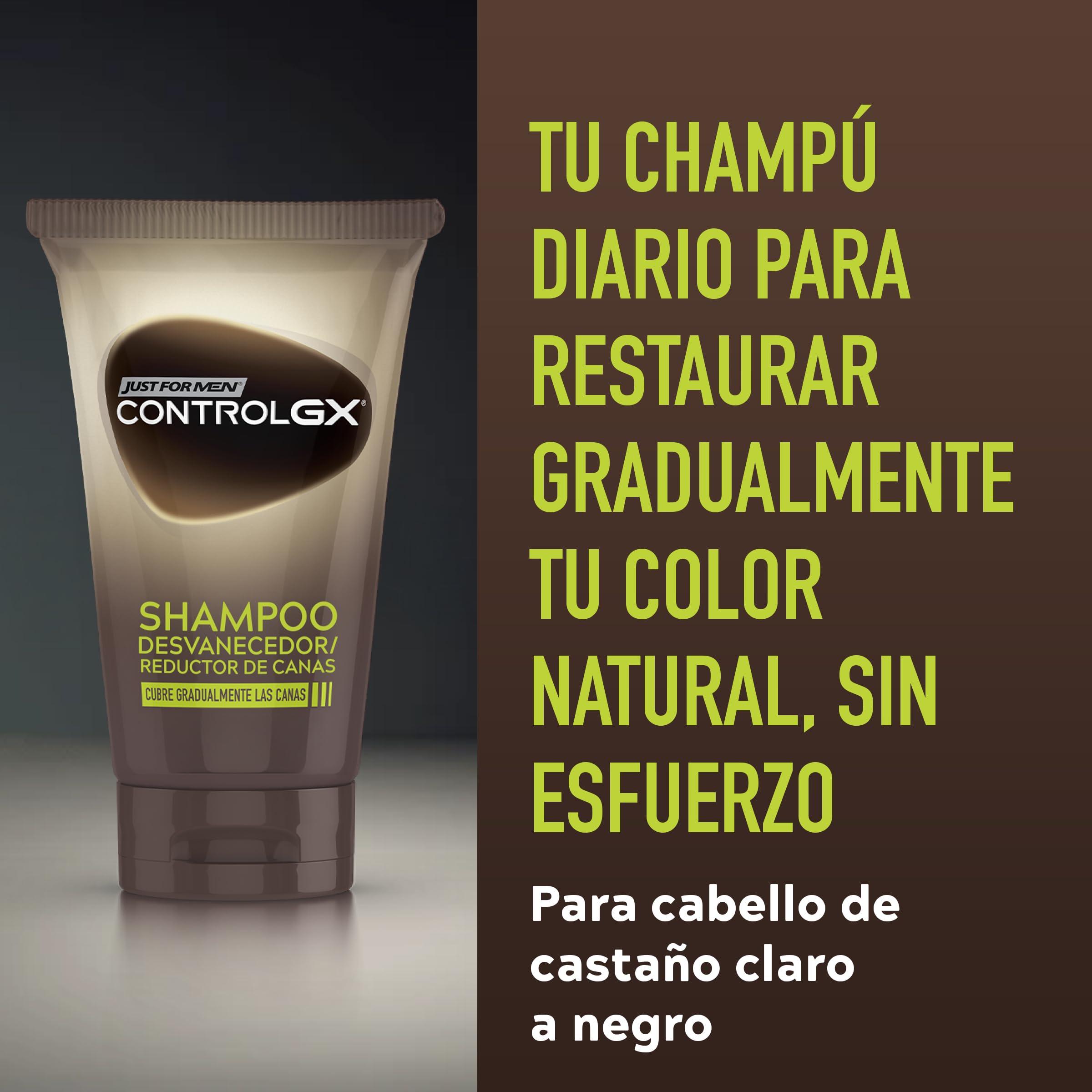 Just For Men Control GX Champú Reductor de Canas para Hombre, Reduce Las Canas Gradualmente en Cada Lavado, Con Aceite De Coco Y Aloe Vera, Para Todos Los Tonos, 118ml — view 6