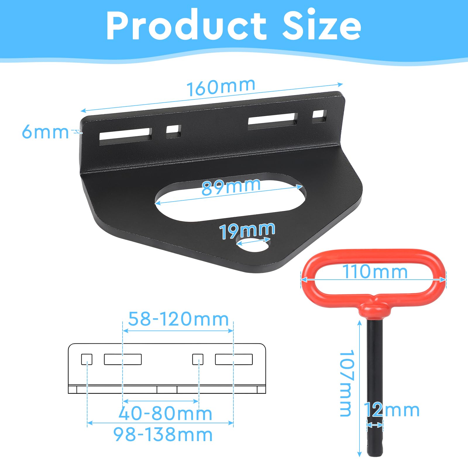 SWAWIS Attelage Tracteur Tondeuse Universel Heavy Duty pour Tondeuse Zero Turn Compatible 4-13,8cm Entre Boulons Encoche Chaîne 8,9x3,9 cm Trou d'Accroche 1,9 cm Boule Attelage Remorque