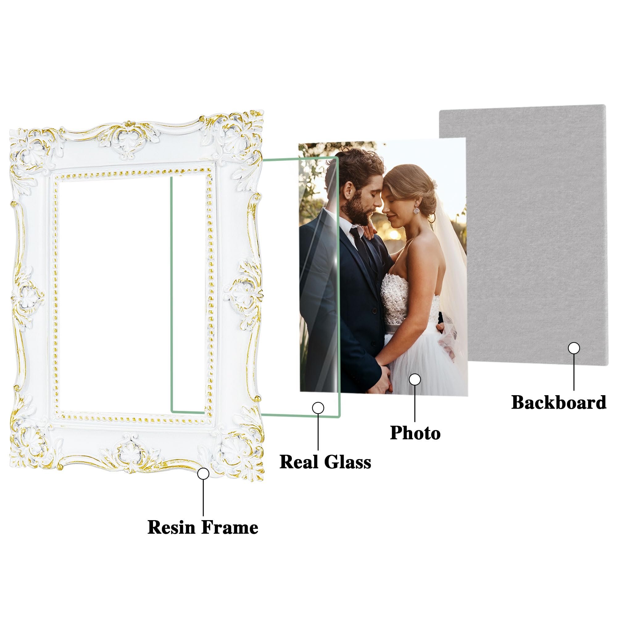 Snapklik.com : Hiwhy Picture Frame 57 Inch Photo, White And Golden ...