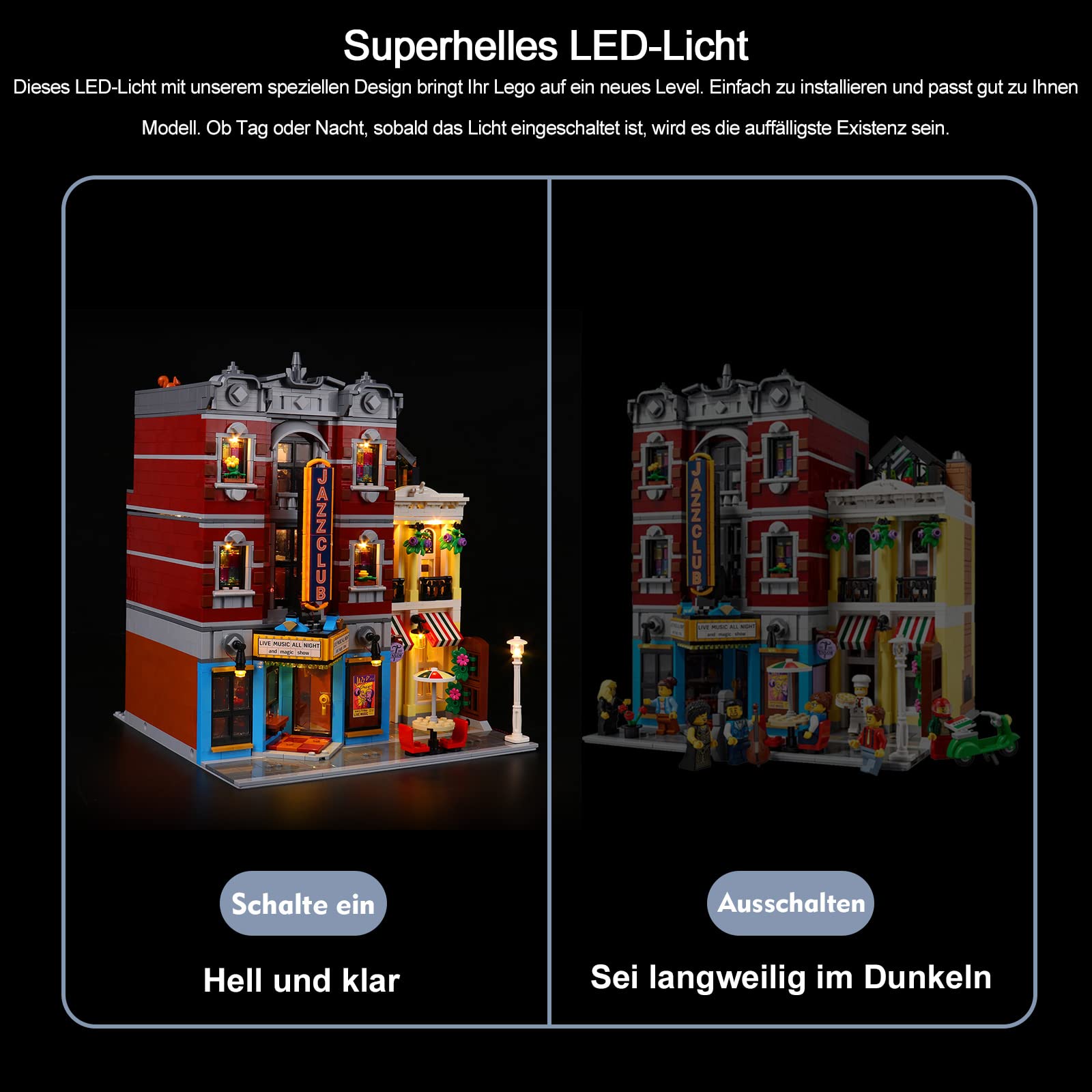 BrickBling Zdalne Sterowanie Dekoracja Zestaw Oświetleniowy do Lego 10312 Klub Jazzowy, Kreatywne Zabawki (Bez Lego)