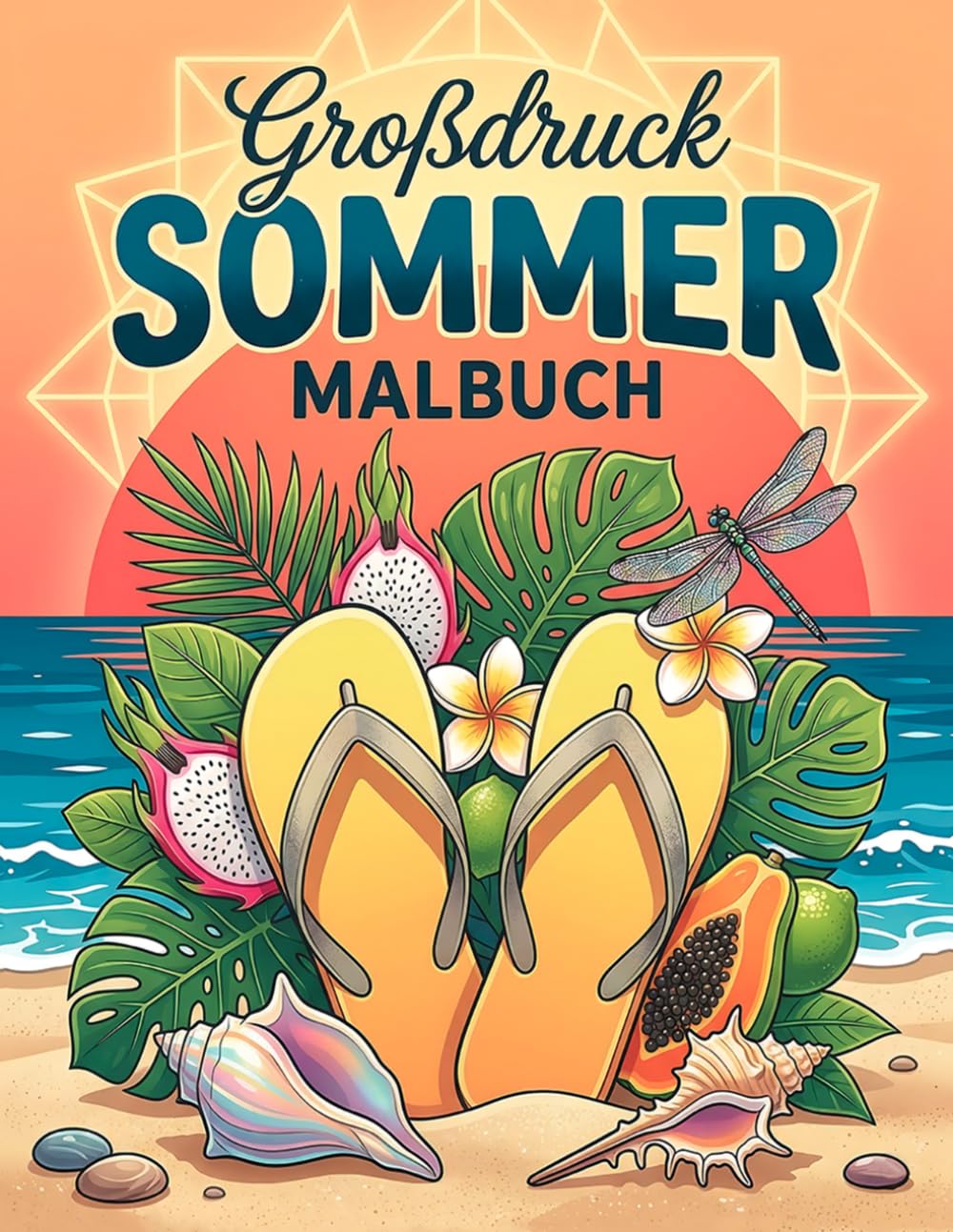 Großdruck Sommer Malbuch: 50 einfache Sommerszenen zum Ausmalen – Entspannendes Ausmalbuch für Erwachsene und Senioren