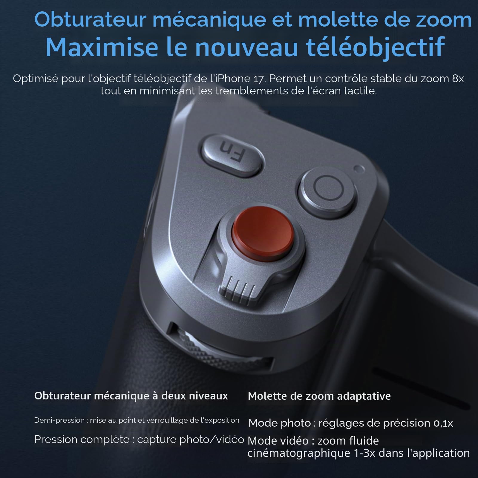 Master Grip Kit pour iPhone 17 Pro,Smartphone Handle Grip avec Chargeur,Intégrée 3200 mAh Batterie, Lumière Phone Magnétique, UV Filtre pour iPhone 17 Pro Creator Kit pour Selfies/Photographie/vidéo