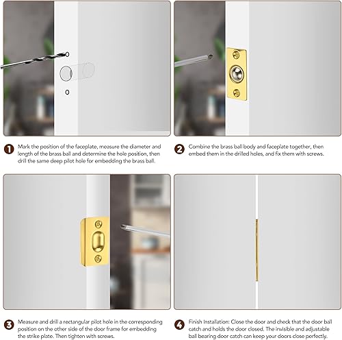 Miniatura 6 de Ravinte Cierre de puerta de bola ajustable, pestillo de puerta con rodamiento de bolas de armario, accesorios de puerta de cierre de unidad fuerte