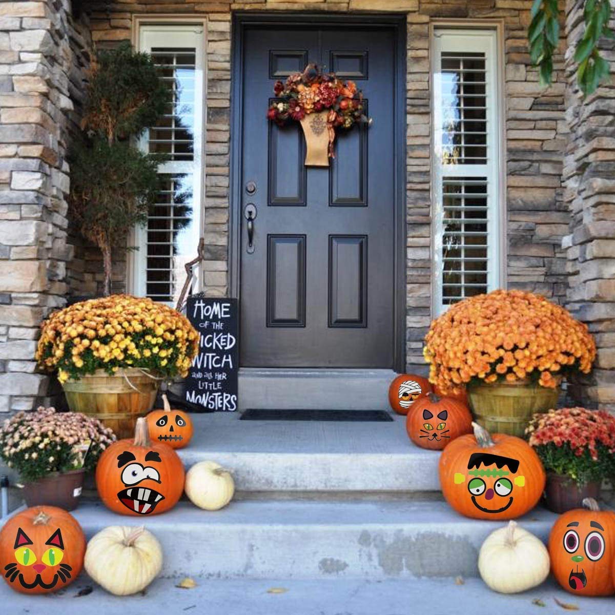 Halloween Kürbis-Aufkleber – 96 Stück Lustige Gesichter, Jack-O‘-Lantern, Hexe, Vampir & Mehr Für DIY-Deko