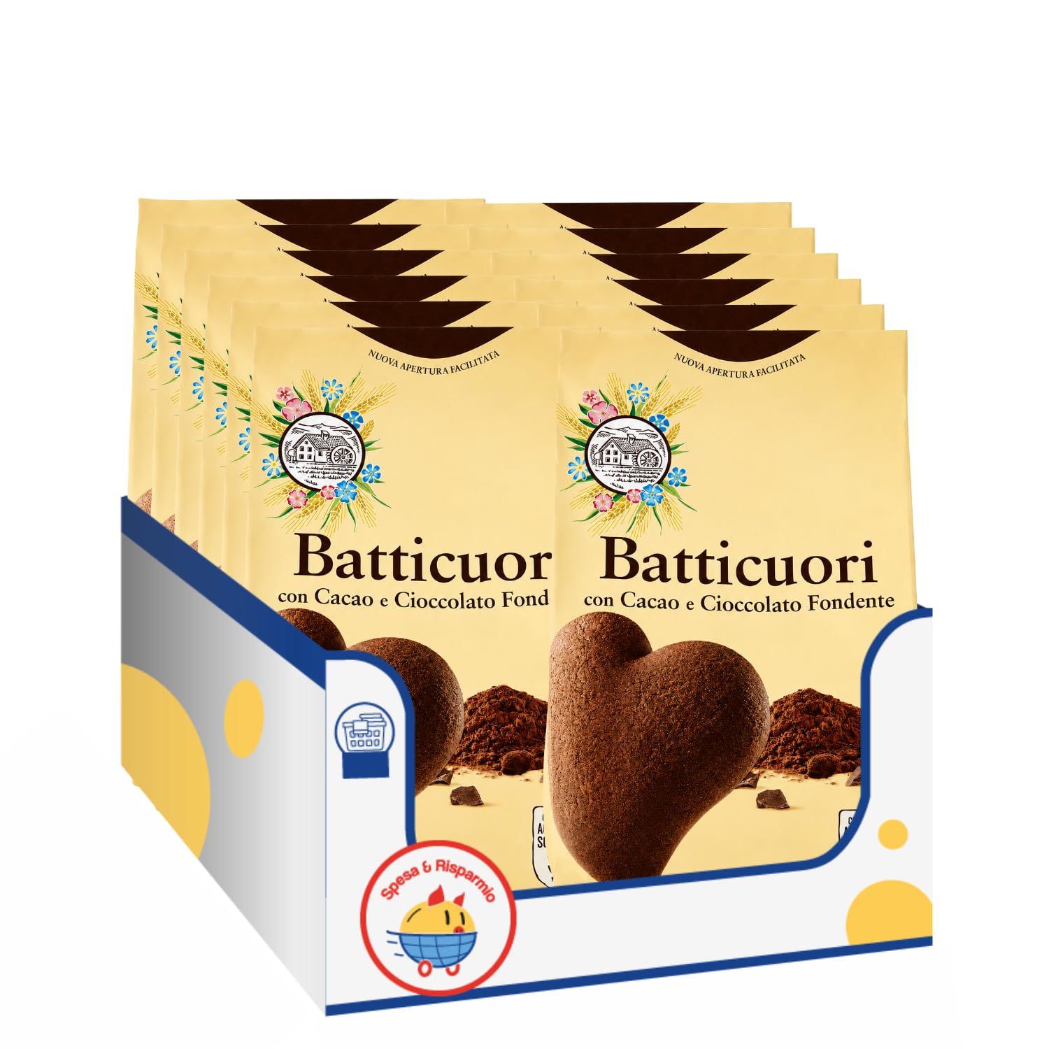 Biscotti Frollini al Cacao con Cioccolato Fondente – 350g – Snack Dolce Croccante per Colazione e Merenda – Variazioni 4/8/12 Pezzi (12 PEZZI)